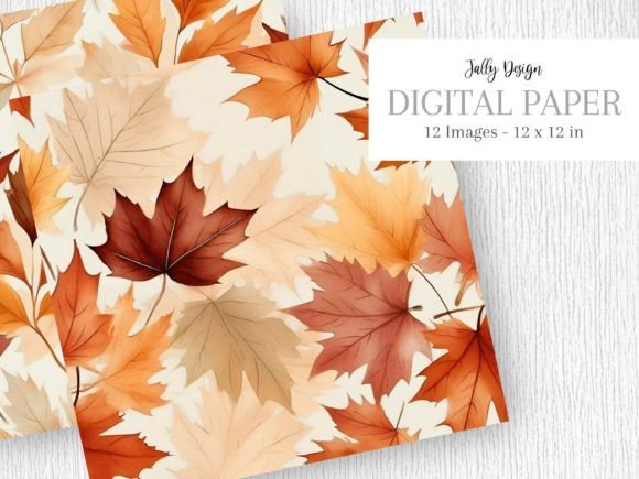 Autumn Leaves in Warm Colors, Watercolor