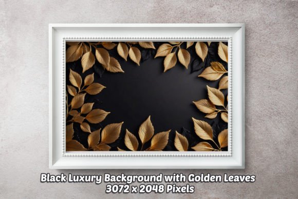 Black Luxury BG with Golden Leaves 01
