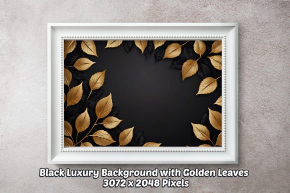 Black Luxury BG with Golden Leaves 02 – A Premium Design Backdrop