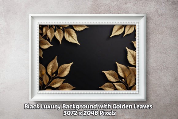 Black Luxury BG with Golden Leaves 03: Elevating Design Projects with Premium Visual Appeal