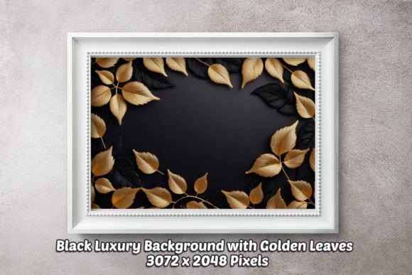 Black Luxury BG with Golden Leaves 06: Elegance Meets Versatility in Design