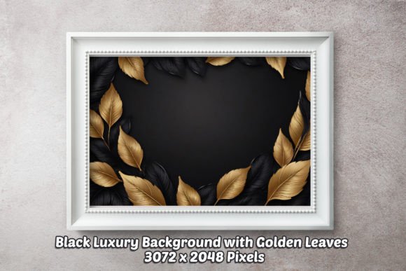 Black Luxury BG with Golden Leaves 07: A Sophisticated Design Asset for Every Occasion