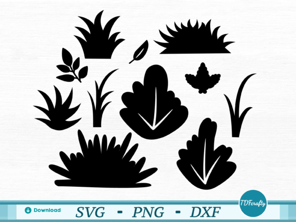 Cartoon Bushes and Leaves Silhouette
