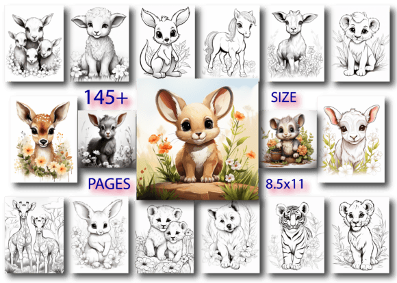Cute Baby Animal Coloring Book for Kids