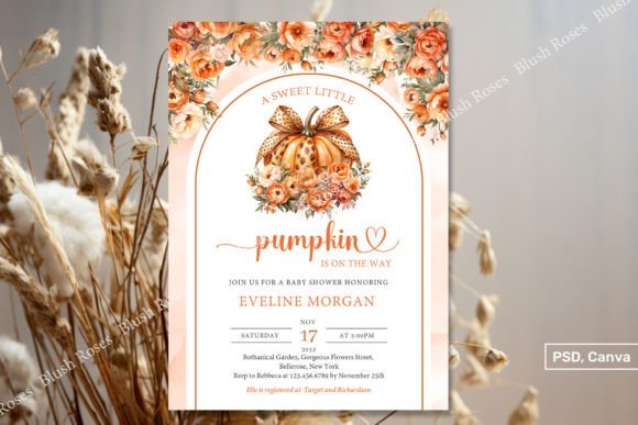 Cute Orange Pumpkin with Leopard Bow Inv