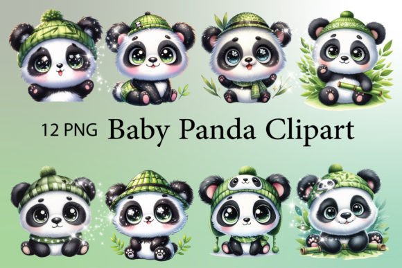 Cute Watercolor Bear Baby Panda Clipart for Creative Projects