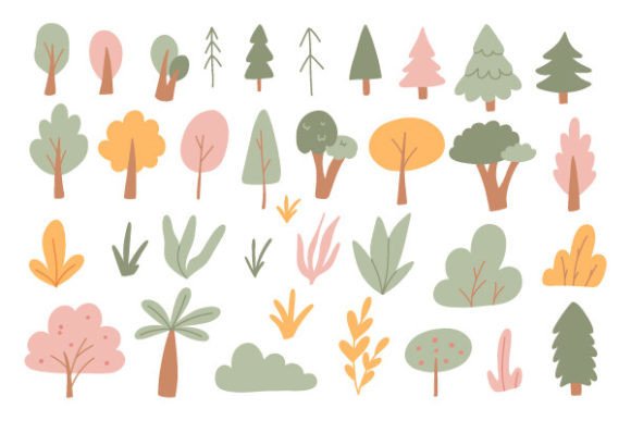 Designing Urban Greenery: The Power of a Vector Set of Simple Trees and Bushes