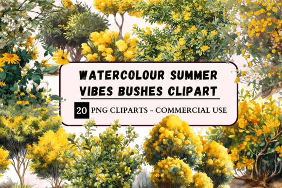 Evaluating Watercolour Summer Vibes Bushes Clipart for Your Creative Projects