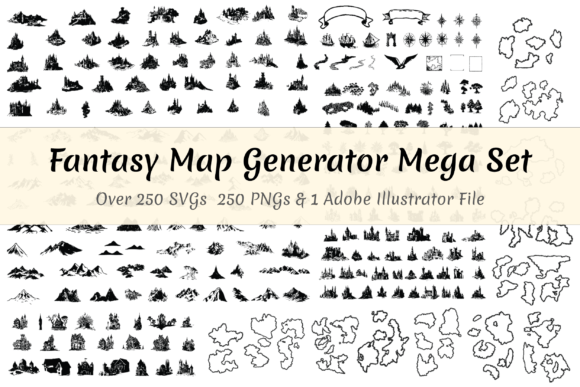 Fantasy Map Maker Mega Set - 250 Items: Elevate Your Creative Worldbuilding
