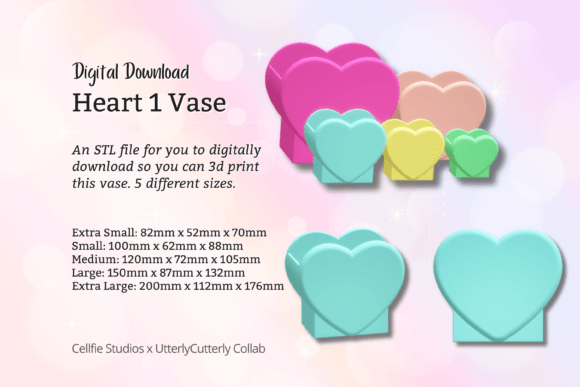 Heart Vase 1 STL File - Digital Download: A Versatile 3D Print Design for Modern Interiors