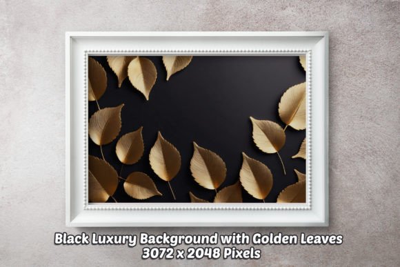 Luxury Black Background with Golden Leaves 04