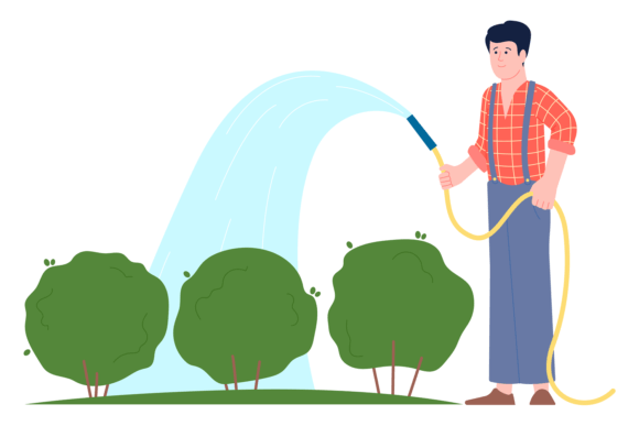 Man Watering Bushes from Hose: The Evolution of Gardening Imagery and Practice