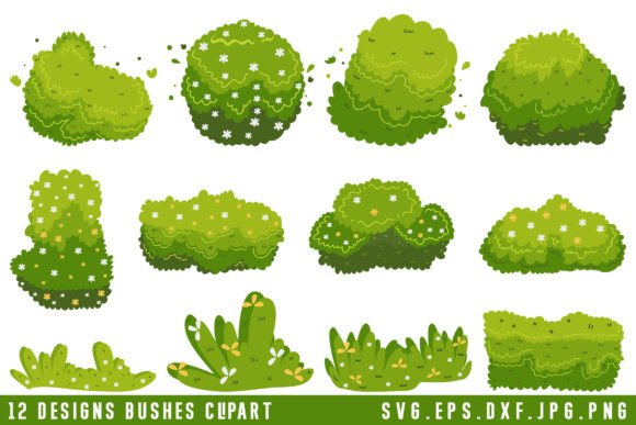 Transform Your Crafts with Bushes Clipart SVG Green Grass Spring