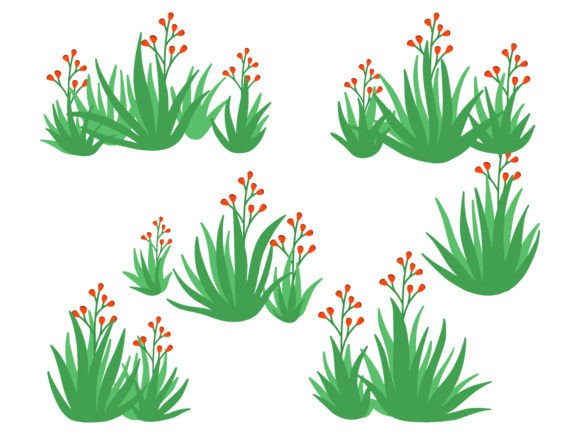 Transforming Designs with Bushes Grass with Flowers Illustration Assets