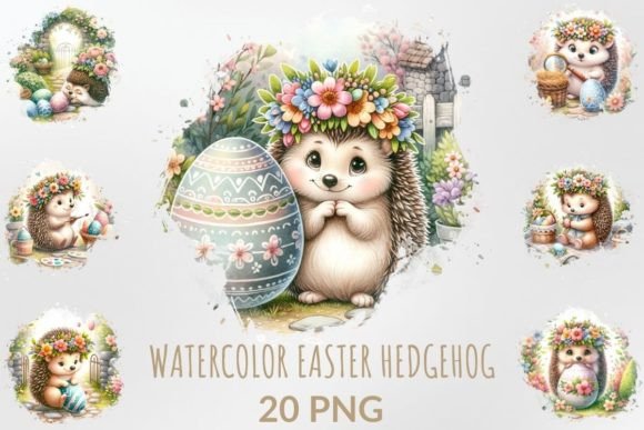 Watercolor Cute Easter Hedgehog Clipart: A Springtime Design Essential